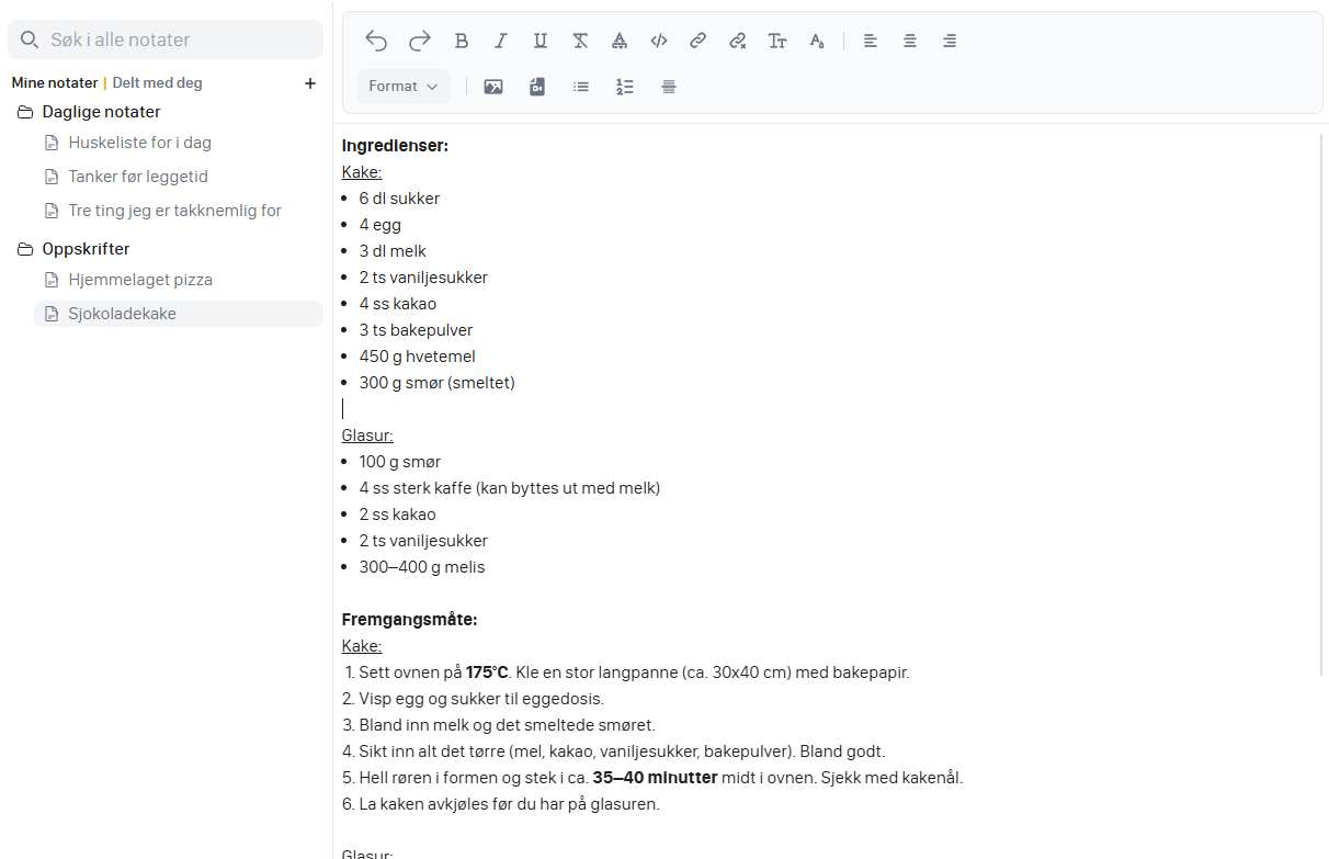 Notes screenshot